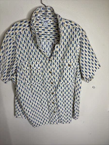 Duluth Trading Co Organic Cotton Hemp Paw Print Boxy Button Down Shirt, 2X women - Picture 1 of 15