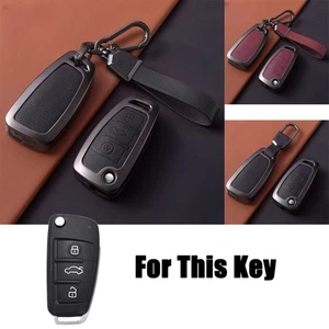 Zinc Alloy Leather Car Key Fob Case Cover For Audi A3 S3 A4 S4 RS4 A6 Q5 Q7 RS - Picture 1 of 10