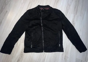Vintage 90s Guess Sport Suede Like Jacket Mens Size Large Black - Picture 1 of 8