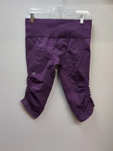 Leggings Lululemon taglia 6 In The Flow Crop II senza cuciture Capri increspato yoga viola - Foto 1 di 5