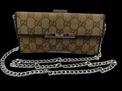 Bolso de Hombro GUCCI GG Supreme Cartera con Cadena Beige Lona - Excelente | Certificado de Autenticidad Foto 1 de 4