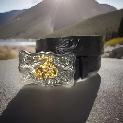 Cinturón Justin Niños BUCKIN BRONCO Cuero Hecho en EE. UU. 🇺🇸 Talla 22 NUEVO CON ETIQUETAS 189C Foto 1 de 4