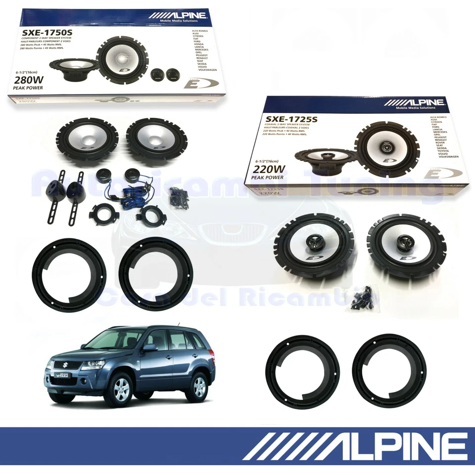 ALPINE SXE1750S + SXE1725S Enceintes Avant + Arrière Pour SUZUKI GRAND VITARA - Photo 1/4