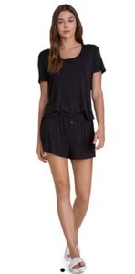Barefoot Dreams Luxe Milk Jersey Scoop Neck Short Set Black NEW Large GIFT $110 - Picture 1 of 5