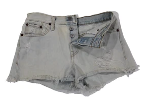 Levi's Shorts Women's 26 premium Denim Light Blue Acid Short Cut-off Destroyed - Picture 1 of 5