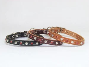1/2" Wide Top Quality Leather Dog Collar W/ Red Turquoise & Domes   Made in USA - Picture 1 of 19