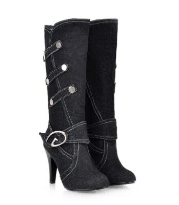 BotiNes De Mujer Elegantes BoTas Zapatos De TAcón Bajo A La RoDilla De Moda AltO Foto 1 de 4