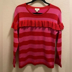 Kate Spade Girls Metallic Knit Ruffle Sweater Size 14 In Lollipop Red/Bouga NEW - Picture 1 of 10