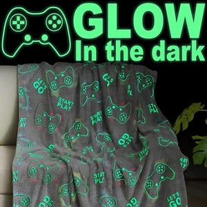 Glow in The Dark Gaming Blanket Gamer Game Controller 50"x60" A-gamer-gray - Picture 1 of 6