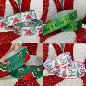 The Grinch Christmas Cake Grosgrain 2m long x 22mm wide Ribbon! Gifting & Bows! - Picture 1 of 5