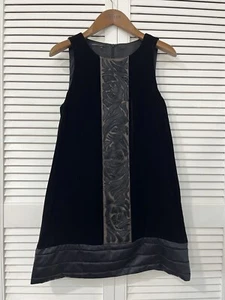 Black occasion dress tunic A-line silk velvet embroidered beaded UK10 - Picture 1 of 7