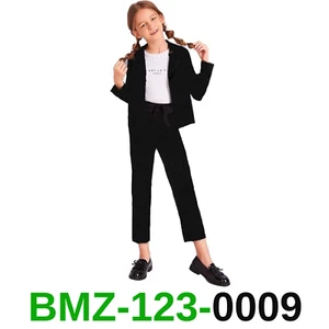 Milumia Girl's Two Piece Outfit Solid Open Front Blazer and Pants Set, 13-14year - Picture 1 of 6