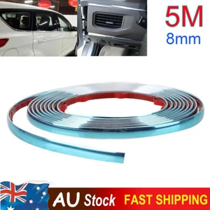 8mm 5M Chrome Strip Car Molding Trim Cover Window Door Grille Bumper Protection - Picture 1 of 8