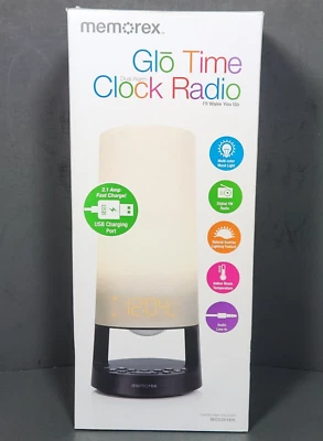 Memorex MC5261BK Glo Time Dual Alarm Clock Radio Sunrise Light Feature USB Port - Image 1 of 4