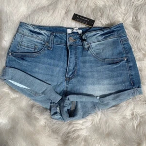 Light Blue Denim Mid-Rise Shortie Shorts Size 0 - Picture 1 of 2