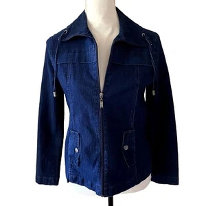 Studio Works Zip Up Denim Blouse | Denim Blue | Size PS - Picture 1 of 10