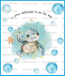 A Little Hatchling Is On the Way Turtle Baby Shower Edible Cake Topper - Picture 1 of 1