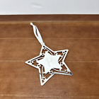 Christmas Letter P Star Shaped Silver Tone Metal Holiday Ornament