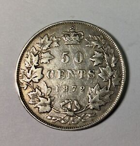 1872H Canada 50 Cents  Victoria  Decent Mid  Grade Nice colour DP “TS” reverse