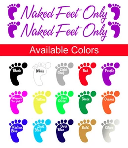 pair - Naked Feet Only Boat Decals / PWC Vinyl Graphic Lettering Stickers 8inch - Foto 1 di 3