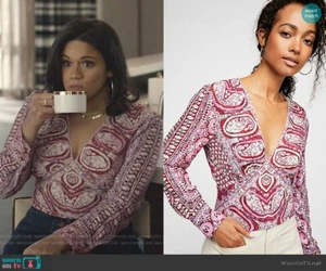 Camicetta nuova con etichette $98: Free People Wild & Free stampa ritagliata in rosso taglia: M - Foto 1 di 12