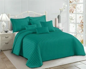 3 Piece Quilted Embossed Bedspread Bed Throw Single Double King Size Bedding Set - Picture 1 of 50