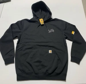 NEW Midweight Carhartt Small Thru 2XL Detroit Lions Hooded Sweatshirt BLACK NWT - Picture 1 of 3