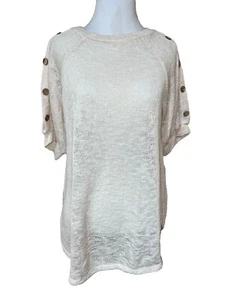 Emerald Anna Top Open Knit Short Sleeve Sweater Ivory Size Small NWT - Picture 1 of 14