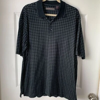 Polo grande de manga corta a cuadros blanco y negro Roberto Villini para hombre Foto 1 de 3