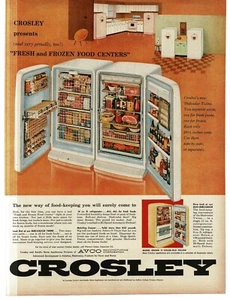 1956 Crosley Shelvador Twins Refrigerator Freezer Vintage Print Ad 2 - Picture 1 of 1