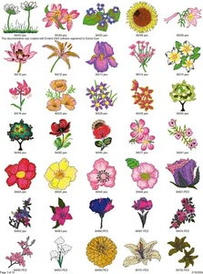 500 ASSORTED FLOWERS 02 EMBROIDERY MACHINE DESIGNS COLLECTION PES USB DRIVE - Picture 1 of 15