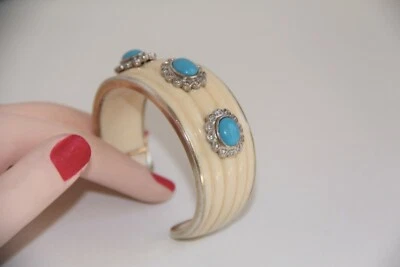 Brazalete Miriam Salat Turquesa Cabujón Resina Plata de Ley Circonita Cúbica Foto 1 de 4