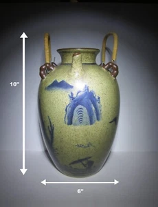 LOW PRICE! STAMPED VINTAGE! POST 1940 "CHINESE LANDSCAPE" GLAZED CERAMIC PITCHER - Picture 1 of 24