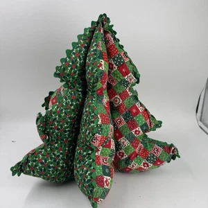 Tela de peluche 3D vintage árbol de Navidad rojo acolchado floral hecho a mano decoración de mesa - Imagen 1 de 9