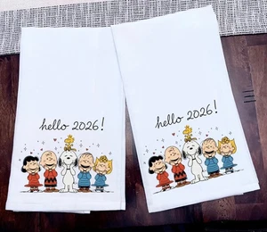 Küchentuch Happy New Year Snoopy and Friends Baumwolle Mehlsack Größe 28x28 Neu - Bild 1 von 1