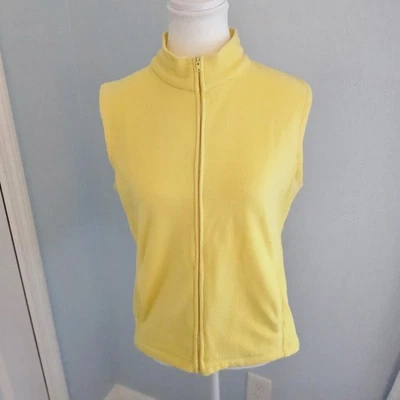 Chaleco polar Orvis pequeño amarillo con cremallera completa para mujer - acogedor y versátil Foto 1 de 4