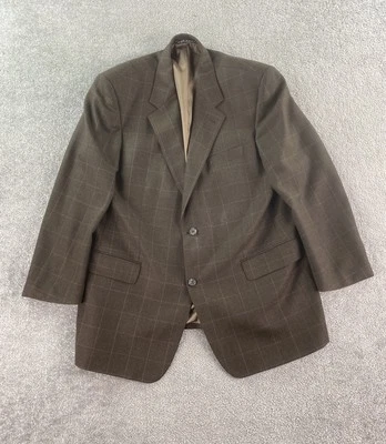 Hugo Boss Sport Coat 46 R Taupe Wool Cashmere Windowpane Tizian Luxury Designer - Image 1 of 4