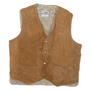 RALPH EDWARDS Mens Brown Leather Western Style M Suede Vest Button Closure - Picture 1 of 6