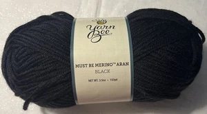 Yarn Bee Must Be Merino Aran Yarn BLACK NEW - Picture 1 of 3