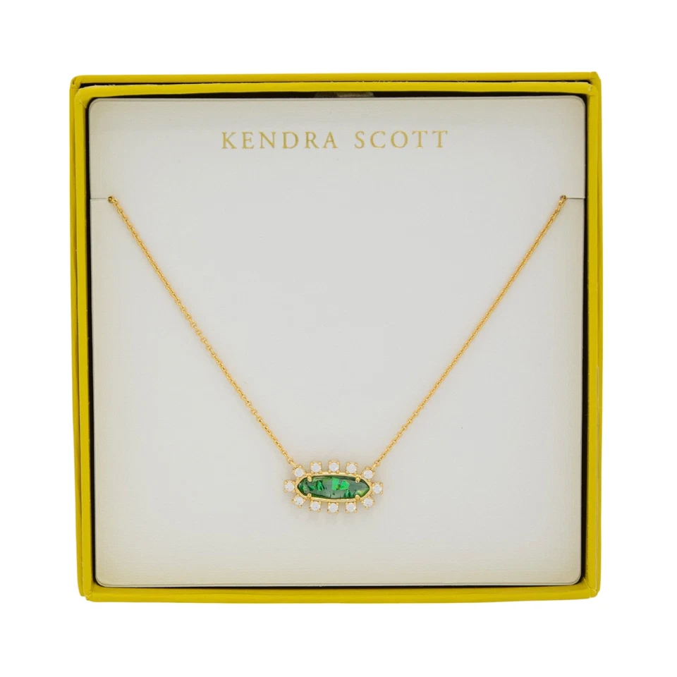 Ожерелье с подвеской в рамке Kendra Scott Eva - бирюзовое стекло поверх зеленого - Изображение 1 из 1