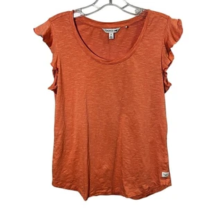 Toad&Co Women's Flutter Sleeve Blouse Medium Orange Casual Eco Friendly Top - Picture 1 of 8