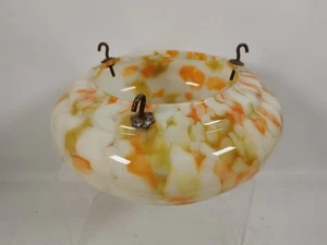 Vintage 1930s Art Deco Light Shade Glass Marble Bowl Hanging Ceiling Pendant - Picture 1 of 14