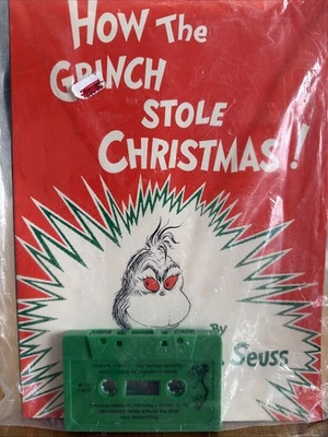 🎄 Sealed Dr. Seuss How the Grinch Stole Christmas  Cassette 1988 Walter Matthau Foto 1 de 4