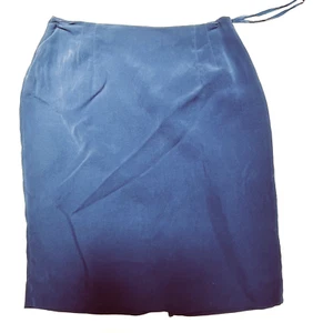 Jones New York Skirt Womens 8 Blue 100% Silk Side Zip Lined Knee Length - Picture 1 of 5