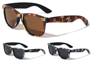 POLARIZED CAMO PRINT CLASSIC CASUAL SQUARE SUNGLASSES RETRO DESIGNER FASHION MEN - Picture 1 of 5