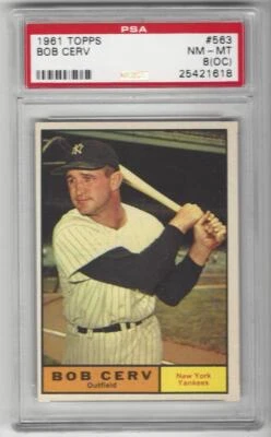 1961 Topps #563 Bob Cerv PSA 8 (OC) NM-MT New York Yankees #1199 - Image 1 of 2