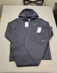 NIKE Therma-FIT Hoodie & Jogger Pants Set Large Mens Black Fleece Full Zip - Picture 1 of 19