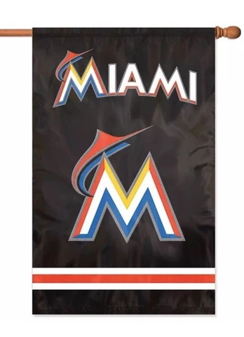 Miami Marlins - Premium 2 Sided - Nylon & Embroidered 44" x 28" Flag Banner Sign Cover