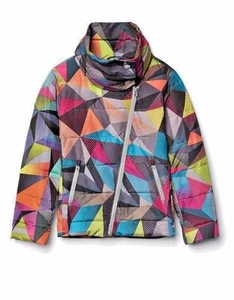 GAP Fit Kids Girls Size 8 Athletic Geometric Multi-Color Puffer Coat NEW - Picture 1 of 6