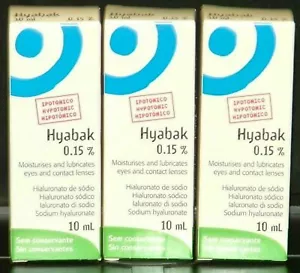 3X Gotas para ojos Hyabak para ojos secos 10 ml SIN CONSERVANTES - Imagen 1 de 8